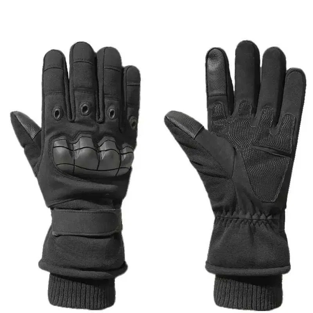 Зимние тактические перчатки Черные М 20-21 см. - изображение 1