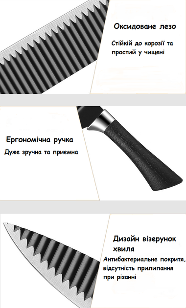 Набір металевих кухонних ножів 4шт та овочечистка, з антибактеріальним покриттям, в коробці - Фото 2 Набір металевих кухонних ножів 4шт та овочечистка, з антибактеріальним покриттям, в коробці - зображення 2