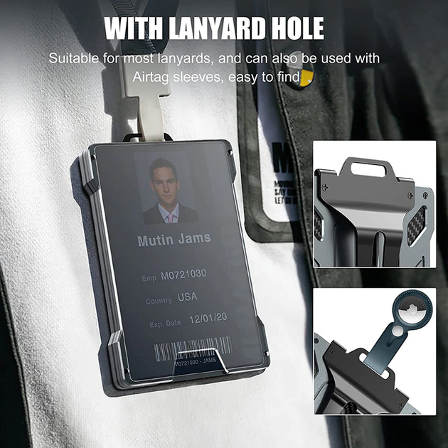 Держатель для кредитных карт DIENQI C2204H1 бумажник с блокировкой RFID Серый - Фото 13 Держатель для кредитных карт DIENQI C2204H1 бумажник с блокировкой RFID Серый - изображение 13