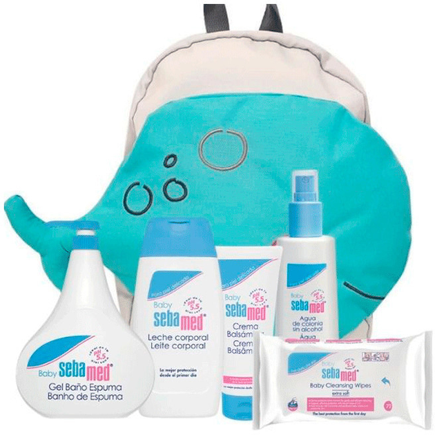 Рюкзак з косметикою для дітей Sebamed Baby Whale Backpack Set 6 шт (8431166243178) - зображення 1