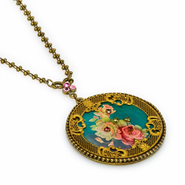 Кольє Michal Negrin "Медальйон Флоральний Каприз" з кристалами Swarovski - Фото 1 Кольє Michal Negrin "Медальйон Флоральний Каприз" з кристалами Swarovski - зображення 1