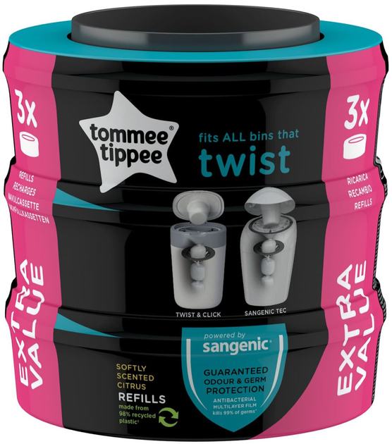 Змінна касета Tommee Tippee Sangenic Twist and Click 3 шт. (1030218-0096) - зображення 1