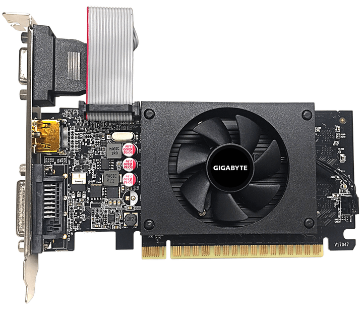 Відеокарта Gigabyte PCI-Ex GeForce GT 710 2048MB GDDR5 (64bit) (954/5010) (DVI, HDMI, VGA) (GV-N710D5-2GIL) - зображення 1