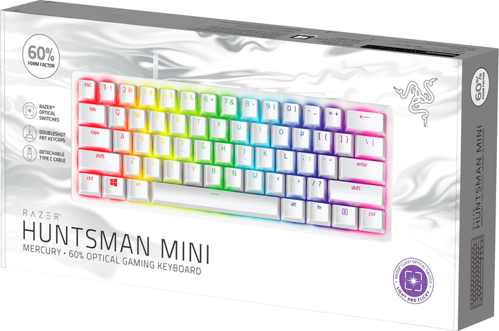 Klawiatura przewodowa Razer Huntsman Mini Mercury Red Switch RU USB (RZ03-03392200-R3R1) - obraz 3
