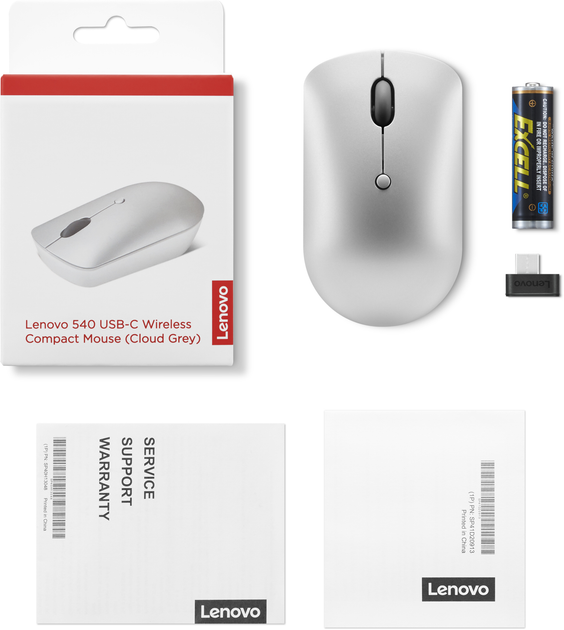 Миша Lenovo 540 USB-C Wireless Compact Mouse Cloud Grey (GY51D20869) - зображення 7