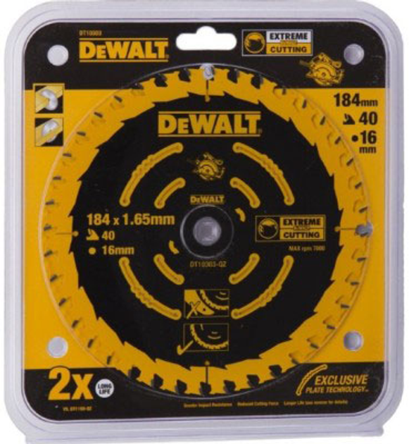 Диск пильний DeWalt по дереву 184 мм 40 (DT10303-QZ) - зображення 2