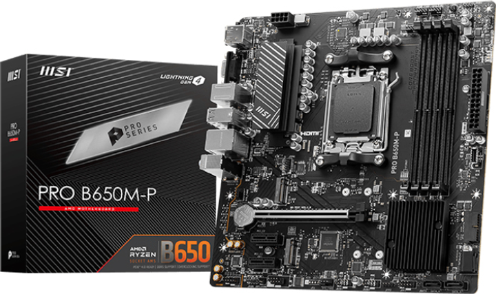 Материнська плата MSI PRO B650M-P (sAM5, AMD B650, PCI-Ex16) (4711377100953) - зображення 4