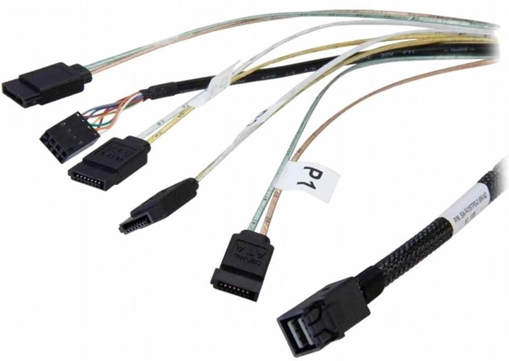 Kabel LSI 4 x mini-SAS HD - SATA 0.8 m Black (L5-00220-00) - obraz 1