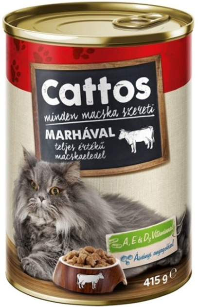 Упаковка влажного корма Cattos для взрослых кошек с говядиной 415 г х ...
