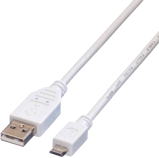 Kabel Value USB Type-A - micro-USB Type-B 0.8 m White (11.99.8754) - obraz 1