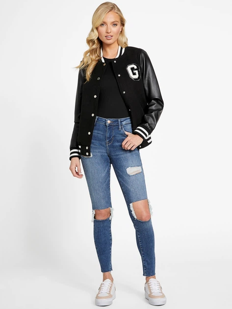 Бомбер жіночий Guess Q3OL06WF2R0-JBLK M Чорний (7621701314727) - зображення 3