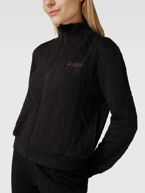 Bluza damska rozpinana streetwear Guess V3RQ02KBIN0-P9OG XS Czarna (7619342753937) - obraz 4