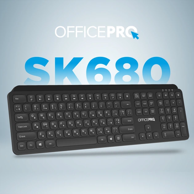 Клавіатура бездротова OfficePro SK680 Wireless Black - зображення 6
