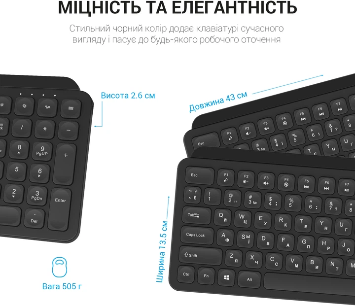 Клавіатура бездротова OfficePro SK680 Wireless Black - зображення 7