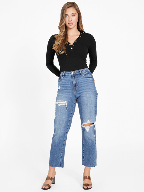 Лонгслів жіночий Guess Q2RP10KBJ02-JBLK XS Чорний (7621701108418) - зображення 3