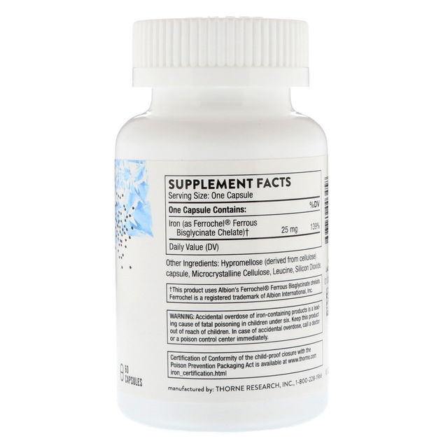 Железо бисглицинат 25 мг Thorne Research Iron Bisglycinate высокая ...