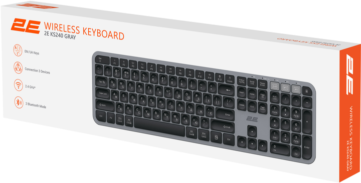 Клавіатура бездротова 2E KS240 Wireless USB/Bluetooth Grey (2E-KS240WG_UA) - зображення 11