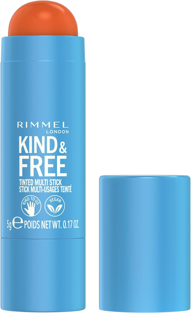 Kremowe róże do policzków Multi Stick Rimmel Kind & Free tinted 004 Tangerine Dream w sztyfcie 5 g (3616303995935) - obraz 1