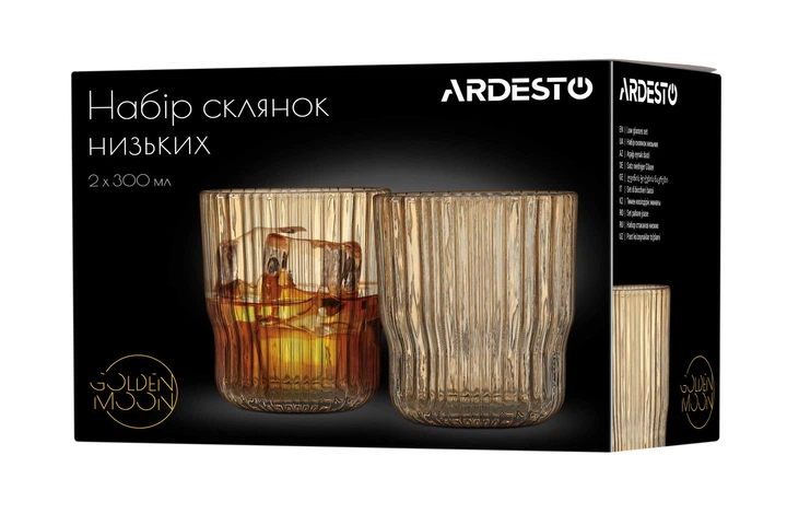 Набір склянок ARDESTO низьких Golden Moon, 300мл, 2шт, скло, золотистий (AR2630SM) - Фото 4 Набір склянок ARDESTO низьких Golden Moon, 300мл, 2шт, скло, золотистий (AR2630SM) - изображение 4