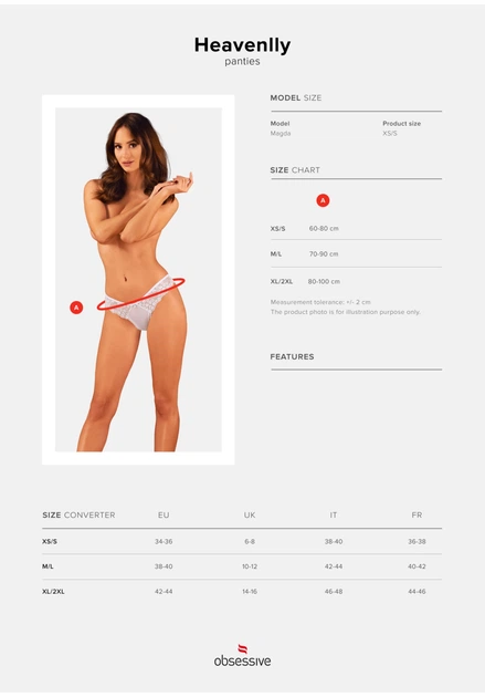 Трусики білі Obsessive, Heavenlly panties XS/S - зображення 7