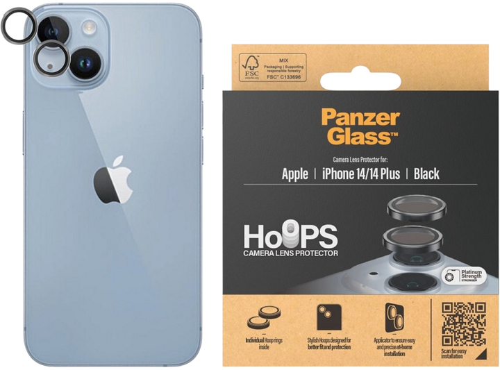 Захисне скло PanzerGlass Hoops Camera Lens Protector для Apple iPhone 14 / 14 Plus Black (5711724011405) - зображення 1