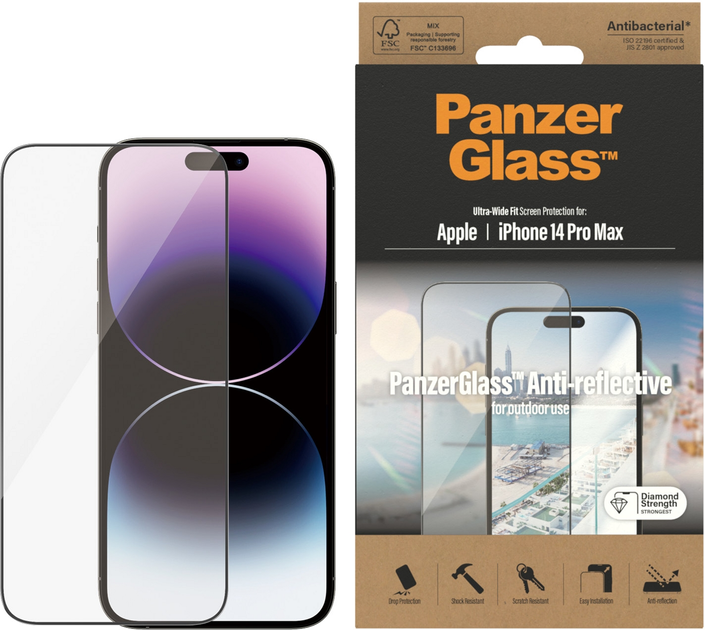 Szkło hartowane PanzerGlass Anti-reflective Screen Protector do Apple iPhone 14 Pro Max Ultra-Wide Fit (5711724027789) - obraz 1