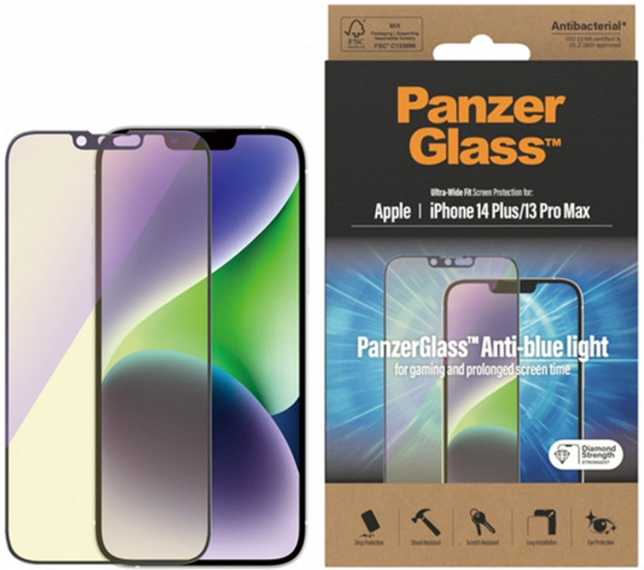 Захисне скло PanzerGlass Anti-blue light Screen Protector для Apple iPhone 14 Plus / 13 Pro Max Ultra-Wide Fit (5711724027819) - зображення 1