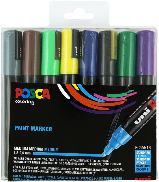 Zestaw markerów Posca PC 5M Medium Tip 16 szt (3296280033419) - obraz 1