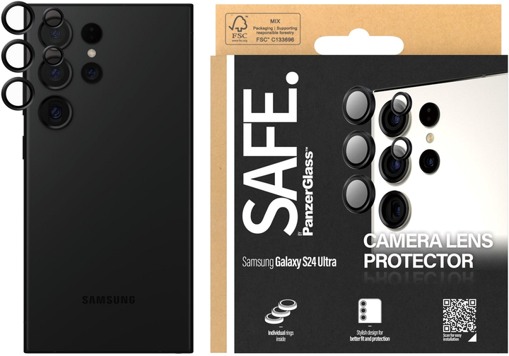 Szkło hartowane PanzerGlass Safe Camera Lens Protector do Samsung Galaxy S 2024 Ultra Black (SAFE95671) - obraz 2