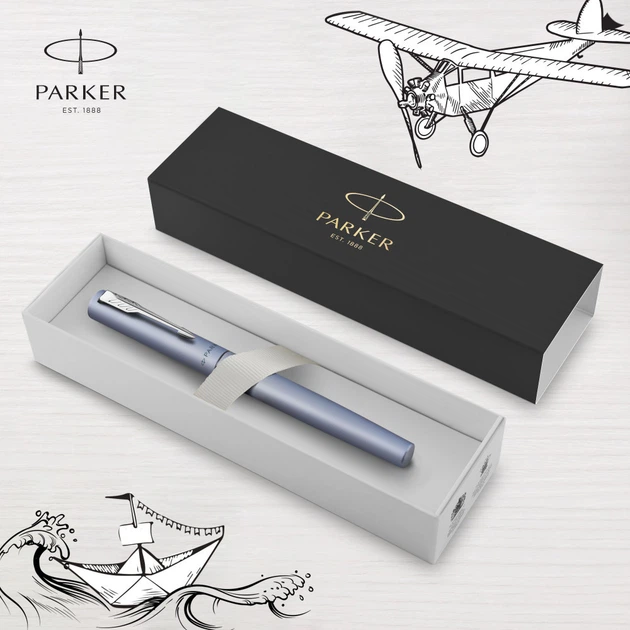Ручка-ролер Parker VECTOR 17 XL Metallic Silver Blue CT RB (6122) - Фото 6 Ручка-ролер Parker VECTOR 17 XL Metallic Silver Blue CT RB (6122) - изображение 6