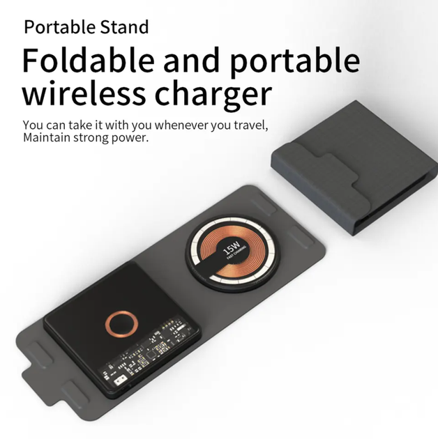 Бездротова зарядка для iPhone і Apple Watch MagSafe Duo Crystal T02 15W - зображення 6