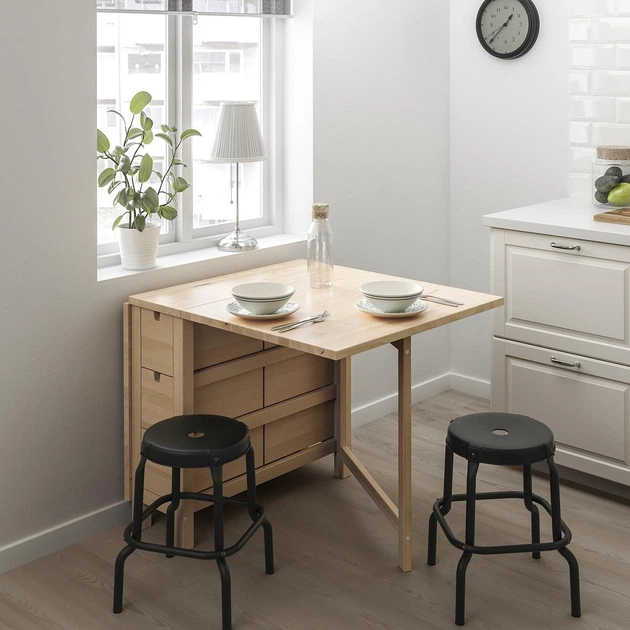 Стіл з відкидними підлогами IKEA НОРДЕН, береза, 26, 89, 152x80 см, 904.238.87 - Фото 4 Стіл з відкидними підлогами IKEA НОРДЕН, береза, 26, 89, 152x80 см, 904.238.87 - зображення 4