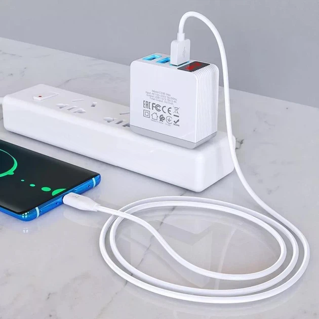 Кабель для зарядки и передачи данных Hoco X1 USB Type-C 1m white - Фото 3 Кабель для зарядки и передачи данных Hoco X1 USB Type-C 1m white - изображение 3