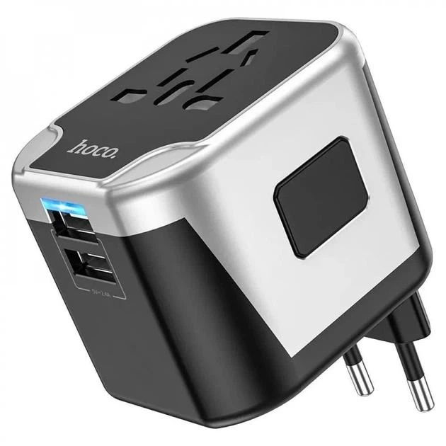 Блок живлення travel adapter Швидка зарядка МЗП Hoco AC5 Level PD30W+QC3.0 для подорожі black/silver - Фото 1 Блок живлення travel adapter Швидка зарядка МЗП Hoco AC5 Level PD30W+QC3.0 для подорожі black/silver - зображення 1
