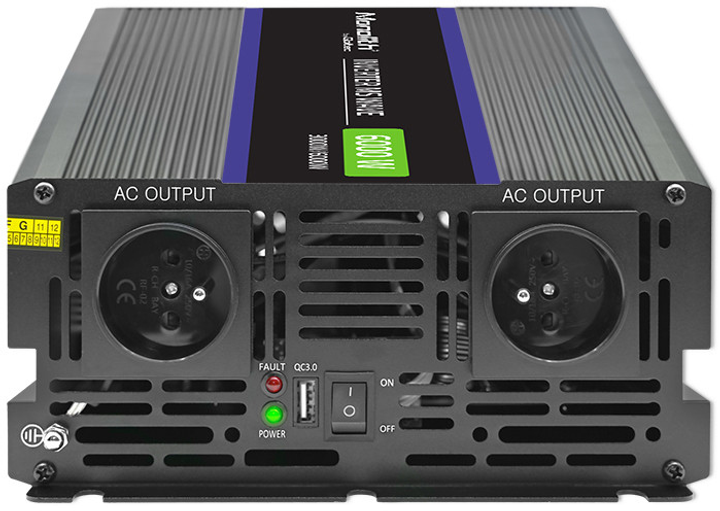 Przetwornica samochodowa Qoltec Monolith 6000 MS Wave 3000 W/6000 W 12 V na 230 V - obraz 4