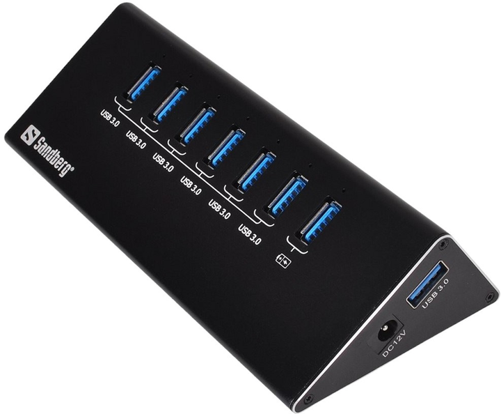 Hub USB Sandberg USB 3.0 to 7xUSB 3.0 Black (5705730133824) - obraz 1