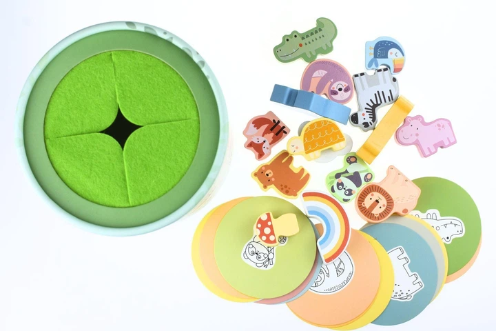 Тактильная игра "Таинственное ведерко" Tooky Toy деревянное сенсорное лото - изображение 4