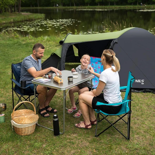 Туристичний намет Nils Camp NC6012 Trekker зелений-сірий - изображение 11
