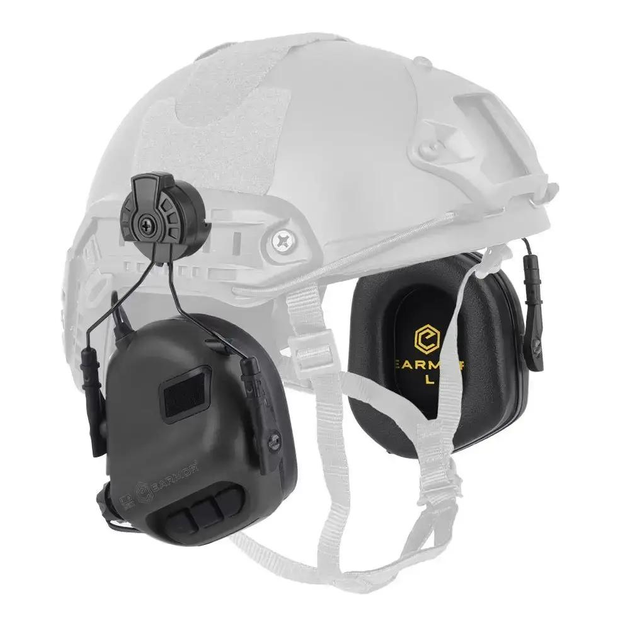 Активні тактичні навушники Earmor M31H для шоломів FAST і напрямних ARC Helmet Rails. Колір: Чорний - зображення 1