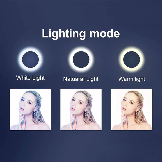 Кольцевая светодиодная RGB лампа LED Lux 45 см MJ18 с тройным зажимом для телефона для селфи и пультом - изображение 4
