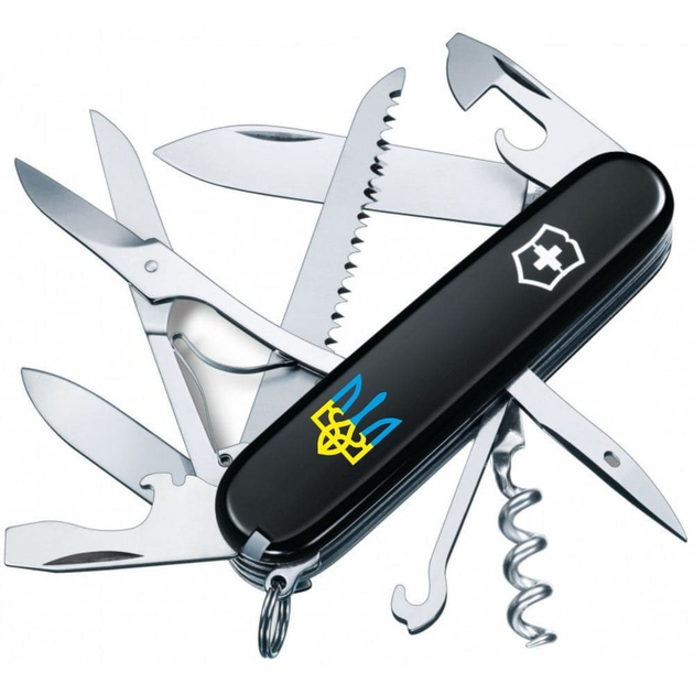 Швейцарський мультиінструмент Victorinox Huntsman 91 мм Чорний з гербом 1.3713.3_T0016u - зображення 1