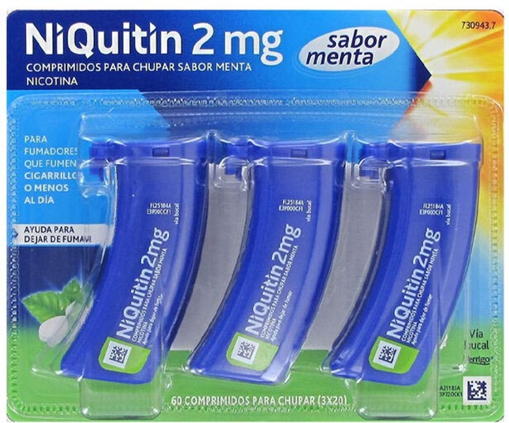 Таблетки против курения NiQuitin 2 mg Mint Flavour Suckable 3x20 таблеток (8470007309437) - изображение 1
