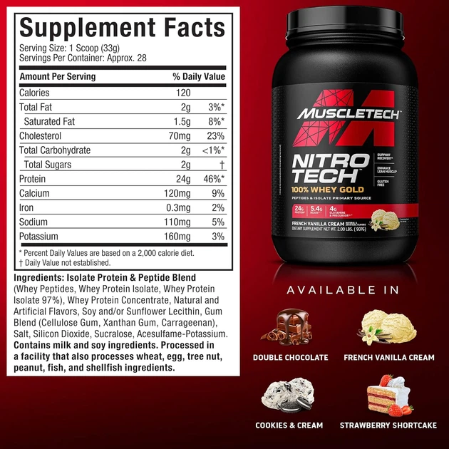 Протеїн Muscletech Nitro Tech 100% Whey Gold 907 g (French Vanilla Cream) - зображення 3