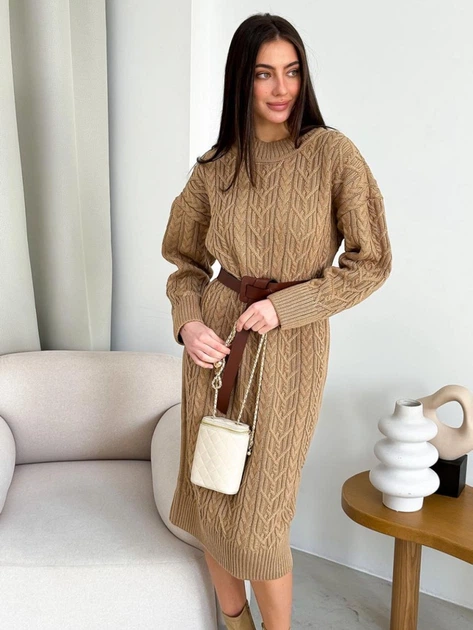 Платье вязаное миди женское ARTKNIT Оливия One Size Карамель (4823093454958) - изображение 5