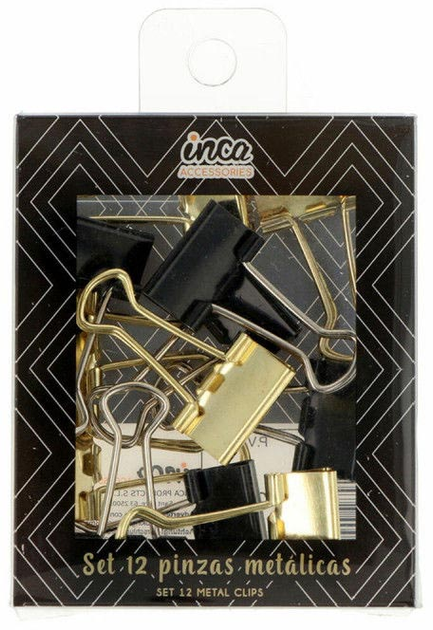 Набір затискачів Inca Black & Gold 1.9 см 12 шт (8445588400903) - зображення 1