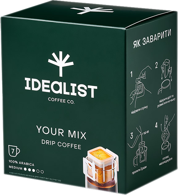 Акція на Кава мелена Дрип-пакет Idealist Coffee Co Твій Мікс 7 шт х 12 г від Rozetka