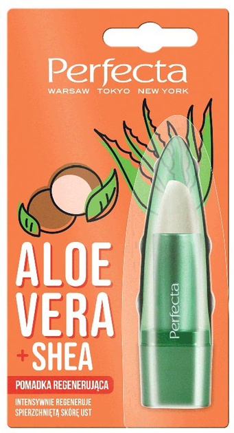 Pomadka higieniczna Perfecta Aloe Vera regenerująca z aloesem i masłem shea 5 g (5900525067807) - obraz 1