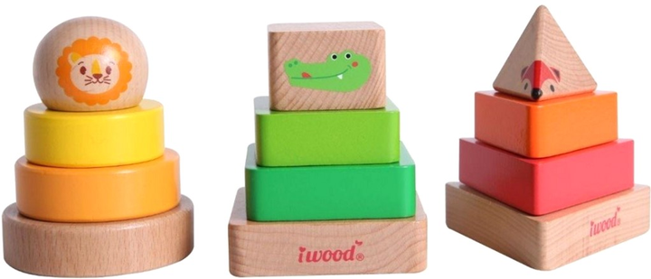 Дерев'яні блоки IWood Animal Shape Sorting Toy Wooden (6935494719821) - зображення 2
