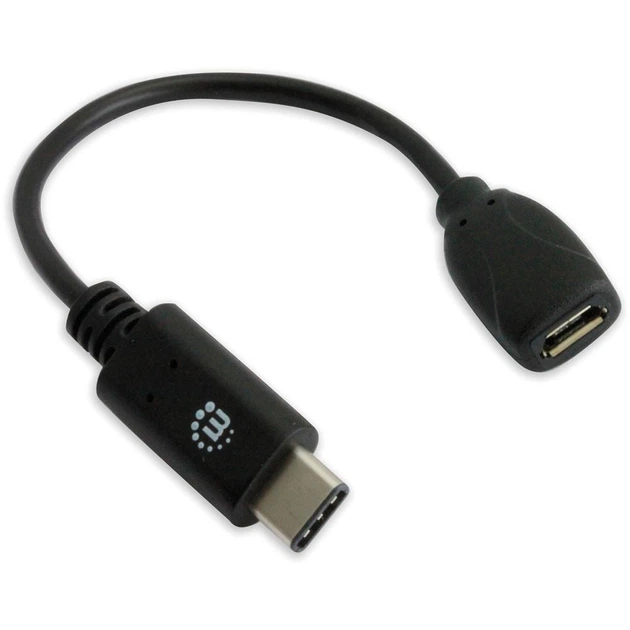 Кабель Manhattan USB 2.0 Micro-B(F) / Type-C(M) 0.15 м Чорний (766623353335) - зображення 4