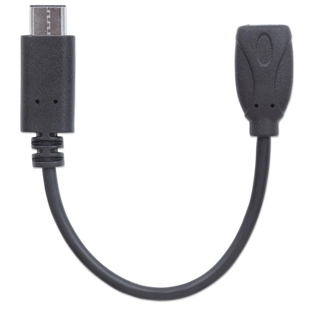 Кабель Manhattan USB 2.0 Micro-B(F) / Type-C(M) 0.15 м Чорний (766623353335) - зображення 5